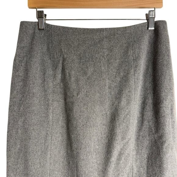 Marina Moscone Collective Gray Wool Slit Pencil Midi Skirt Size 12 - Picture 6 of 14